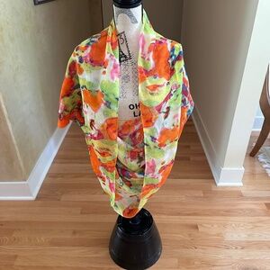 Lulla Collection by Bindya Oversized Scarf Infinity Scarf Orange Green